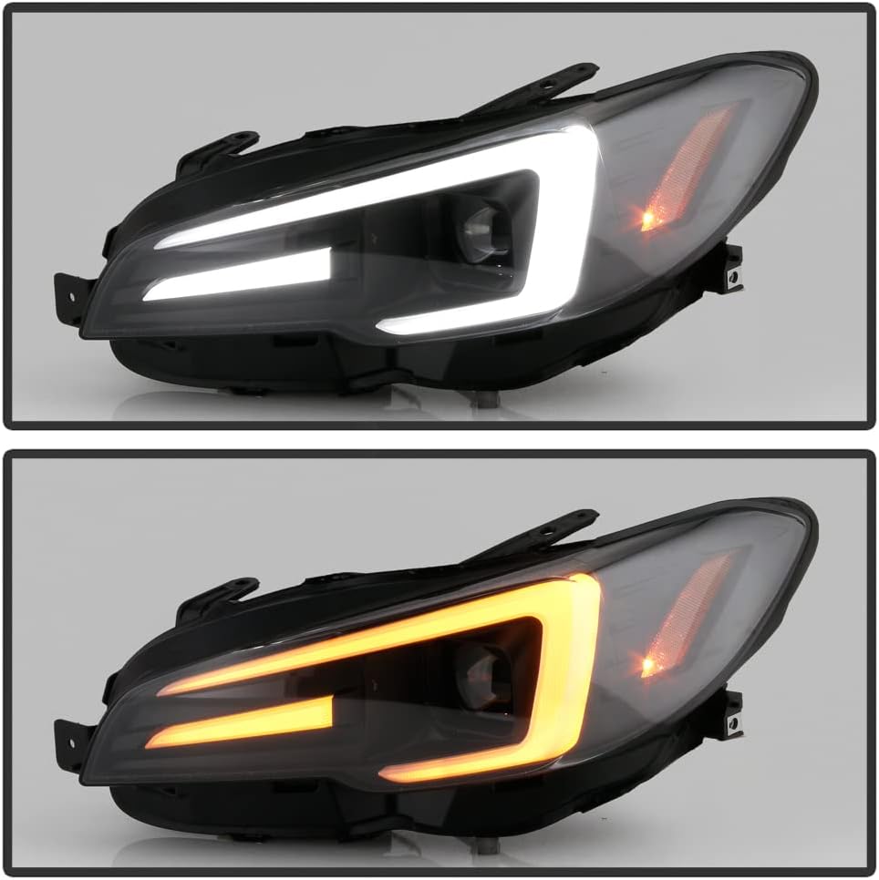 ACANII - For [Halogen Model] 2015-2020 Subaru WRX Black LED Switchback Sequential Tube Projector Headlights Headlamps