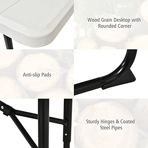 GYMAX Picnic Table, 550 LBS Folding Picnic Tables with Benches & Seats, Weather-Resistant Easy Setup Portable Picnic Table