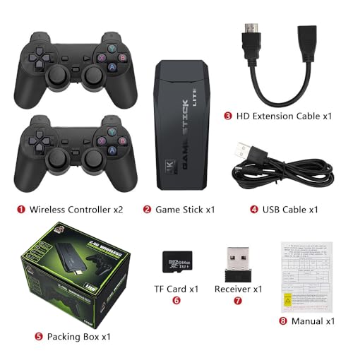 20000+ Games,2025 Newest Home Game Console Wireless Double Handle PSP Arcade Double TV Game Console Plug and Play Video Game Stick, HDMI Output TV
