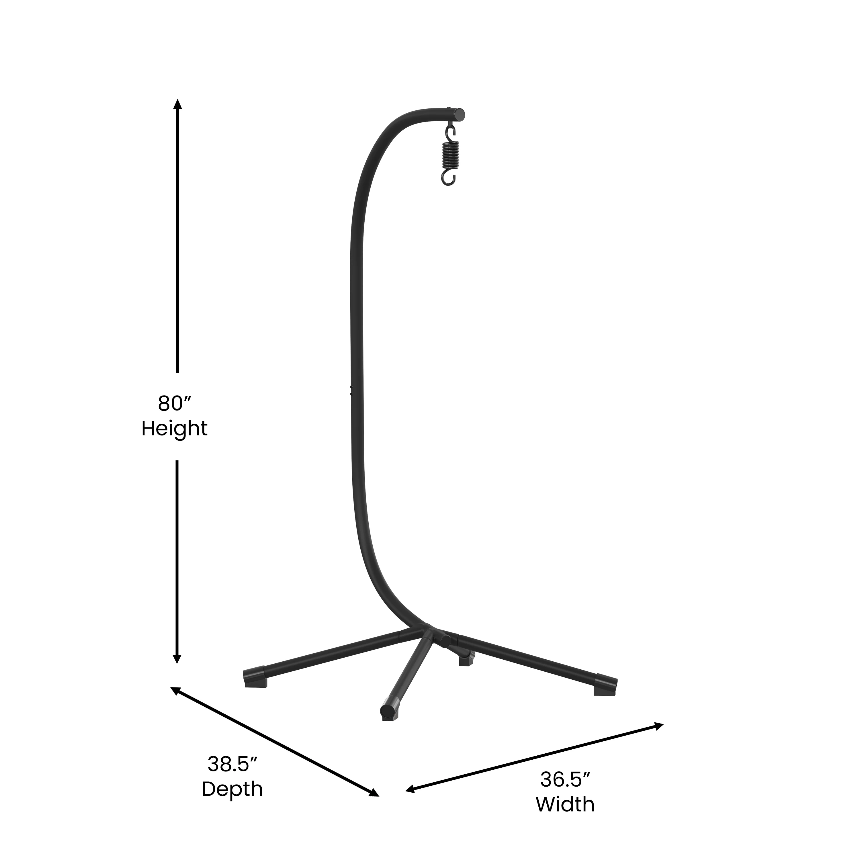 Flash Furniture Harvo Heavy Duty Commercial Grade All-Weather Hanging Hammock Chair C-Stand with Steel Offset Base and Hardware, 360 Degree Rotation