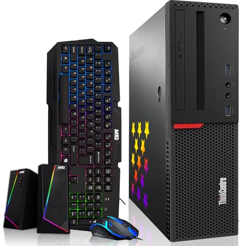 Lenovo Desktop PC Gaming Bundle - Intel Core i7, 16GB RAM, 512GB SSD, 24-inch Monitor, AMD RX 550, RGB Speaker, RGB Keyboard Mouse, WiFi