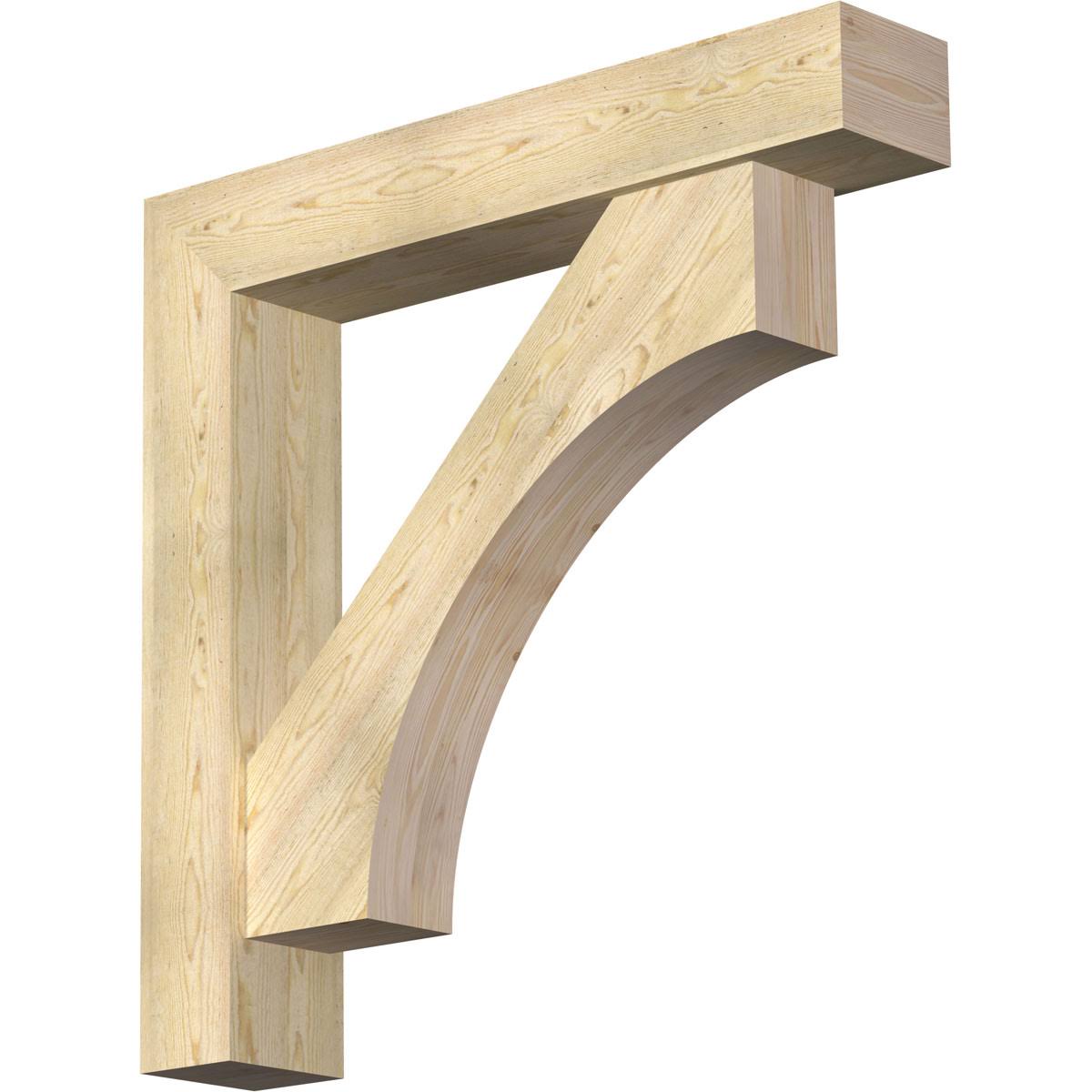 Ekena Millwork BKT0806X44X44WTL05RDF 8x22W x 44x22D x 44x22H Westlake Block Rough Sawn Bracket w/ Offset Brace, Douglas Fir