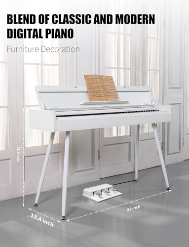 88 Key Weighted Digital Piano - Wooden Desk Electric Piano Transforms Between Desk and Vanity - Progressive Hammer-Action Keyboard