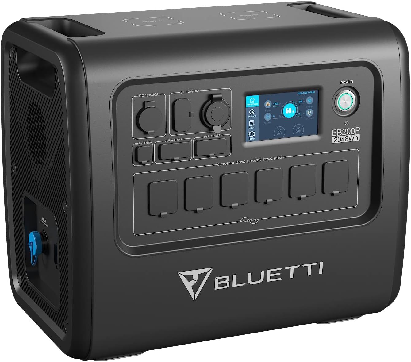 BLUETTI Portable Power Station EB200P 2200W 2048Wh Solar Generator with 6 AC Outlets (4800W Surge) Lithium Battery Backup for Home Use Emergencyn