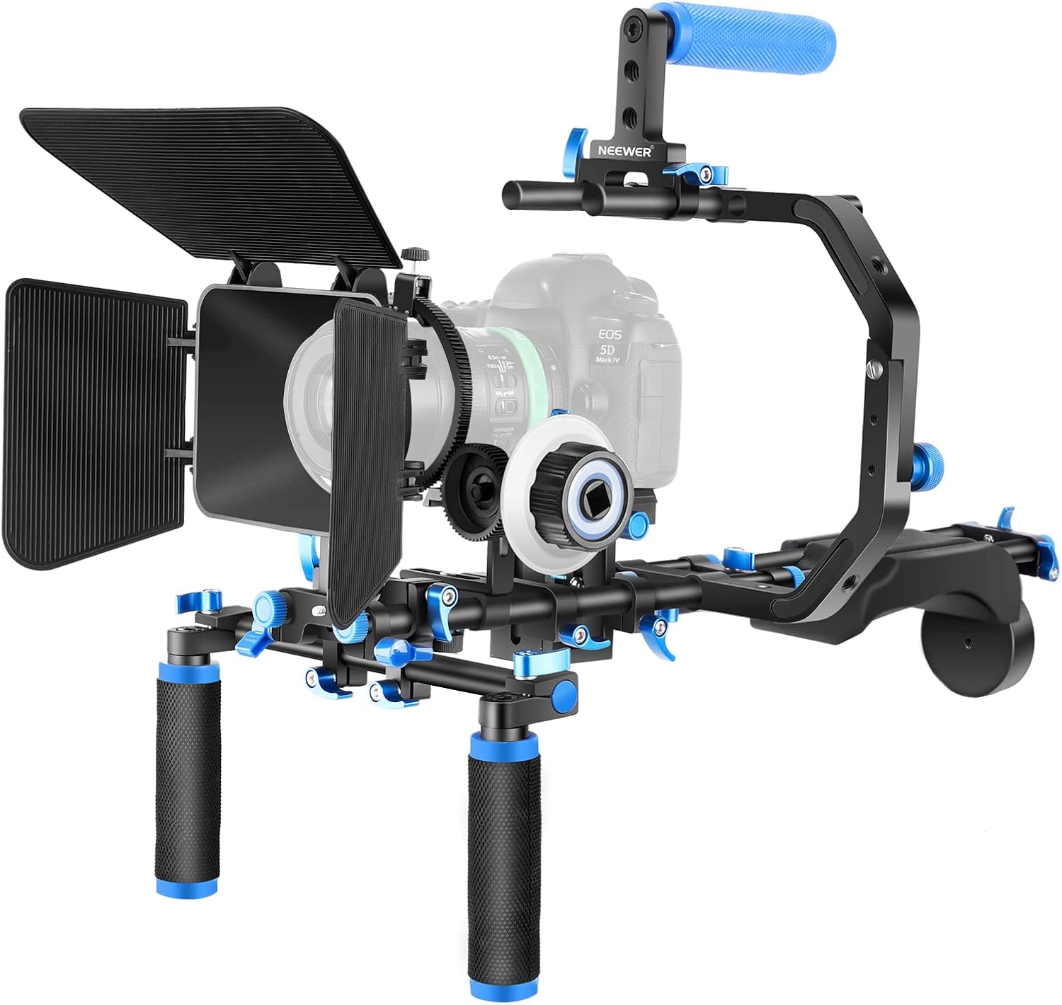Neewer Shoulder Rig Kit for DSLR Cameras and Camcorders, Movie Video Film Making System with Matte Box, Follow Focus, C-Shaped Bracket, 15mm Rods