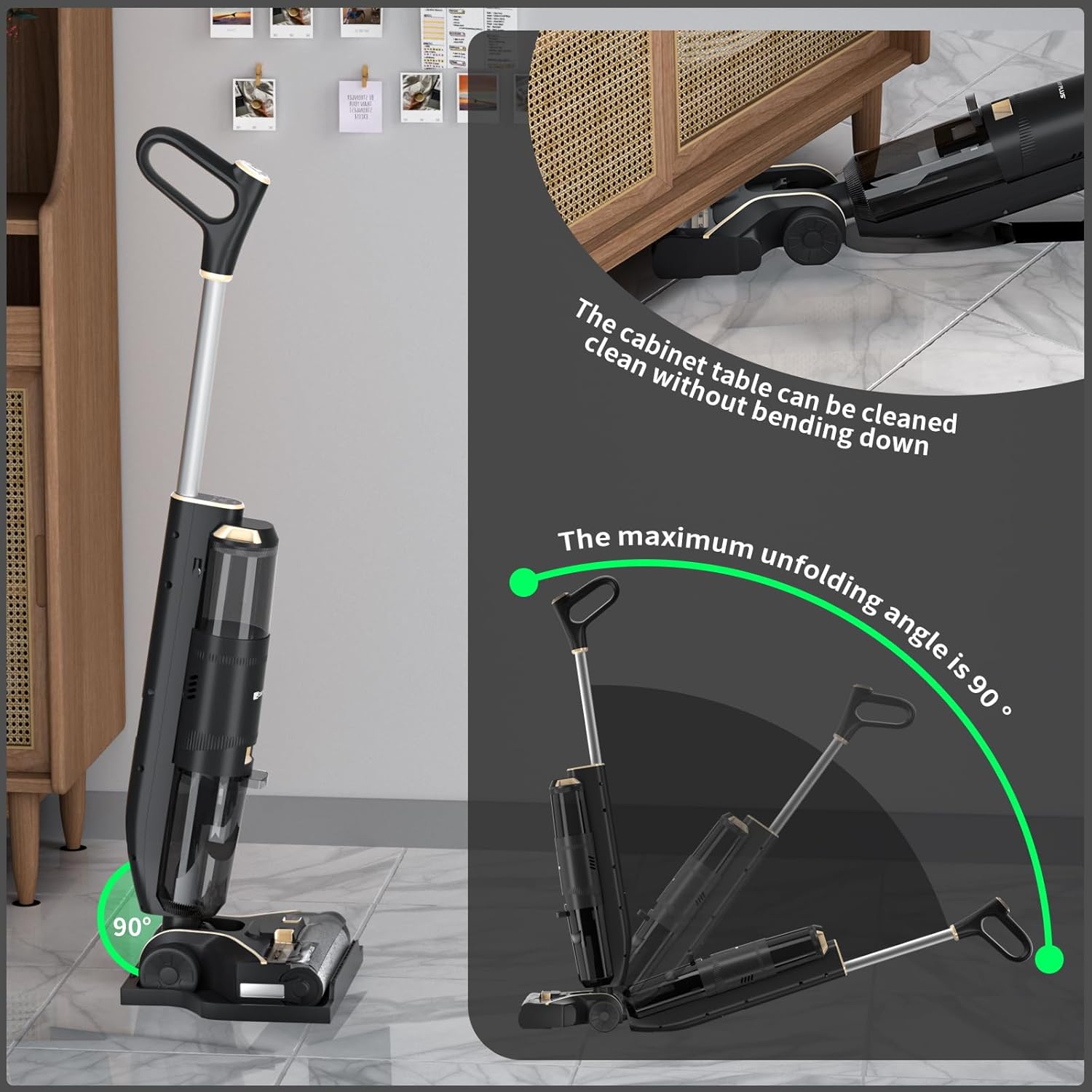 Cordless Stick Vacuum with 2 Modes Power Suction, Wet Dry Vacuum Cleaner for Hard Floor, Multi-Purpose Vacuum Self Cleaning System and Dual Tank
