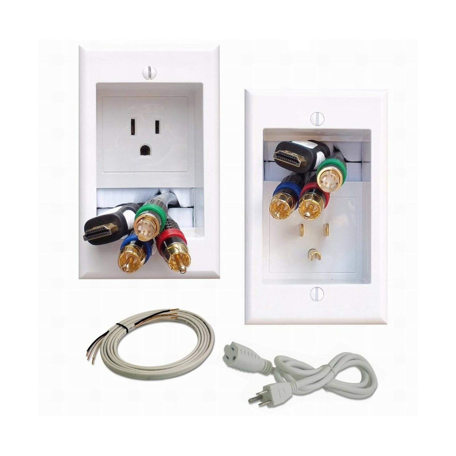 Powerbridge ONE-PRO-6 Single-Outlet Professional Grade Recessed In-Wall Cable Management System for Wall-Mounted