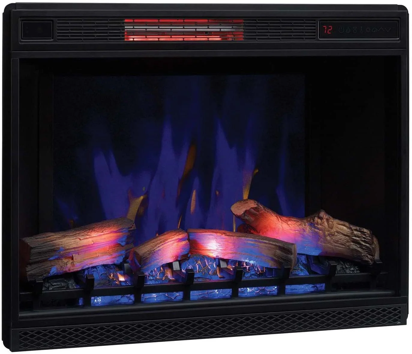 ClassicFlame 33" 3D Infrared Quartz Electric Fireplace Insert with Safer Plug and Safer Sensor, Black