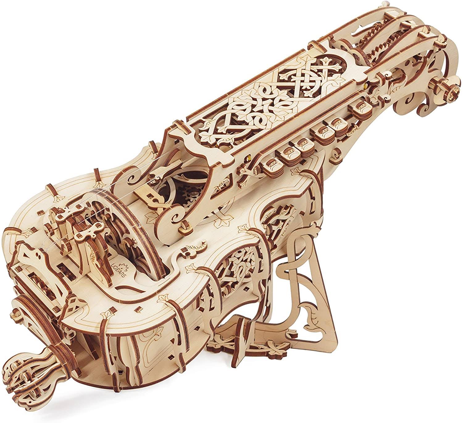 Ugears Hurdy-Gurdy 3D Puzzle, Wooden Musical Model, Brain Teaser, DIY Craft Set
