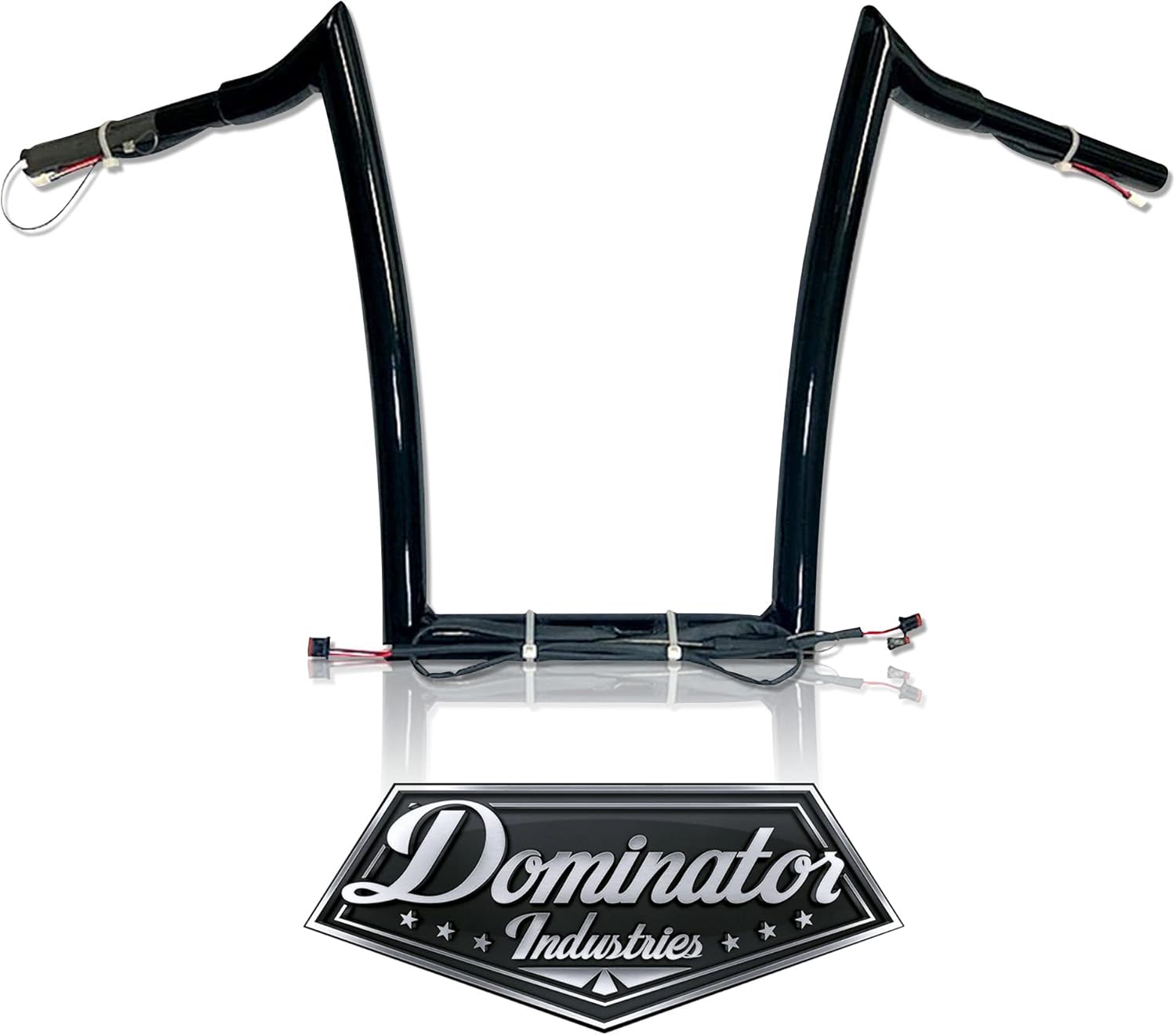 Pre Wired Dominator Industries 1 1/4 Inch Road Glide Meathook Monkey Ape Hanger Handlebars, 14 Inch Rise, Gloss Black for 2015-2022 Harley Road Glides