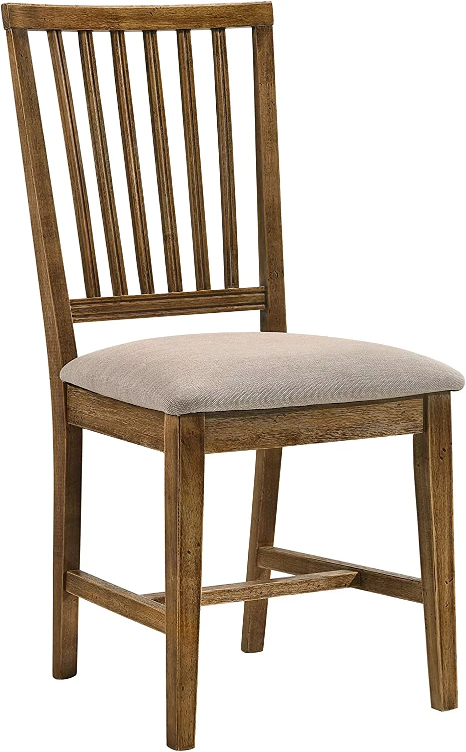 Set of 2 Modern Farmhouse Dining Chair For Dining Room Fabric Seat, Armless Wood Frame, Easy Assembly, Tan Linen & Weathered Oak Finish