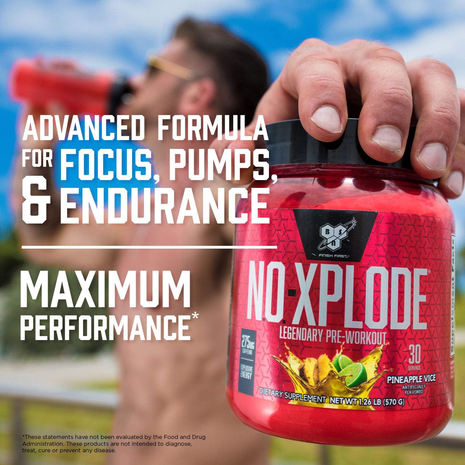 BSN N.O.-XPLODE Pre Workout Supplement with Creatine, Beta-Alanine, and Energy, Flavor: Fruit Punch, 60 Servings Pack of 2