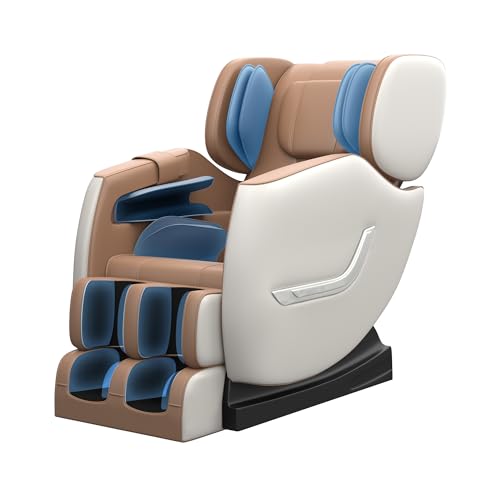 2024 Massage Chair, Full Body Zero Gravity Massage Chair with Auto Modes, 8 Fix Point Rollers, Bluetooth, Foot Massage, Heating Function, Brown