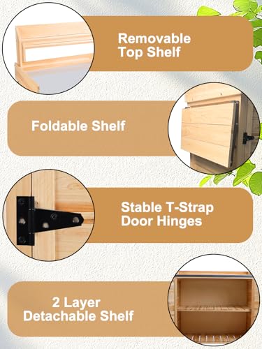 Kalolary Potting Bench for Outside Garden Potting Table with Storage Cabinet Foldable Shelf Multipurpose Garden Workstation Wooden Outdoor Potting
