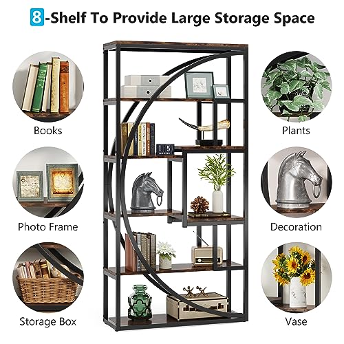 Tribesigns Bookshelf, Industrial 5-Tier Etagere Bookcase, 70.8 inch Tall Bookshelf with 8 Open Storage Shelf
