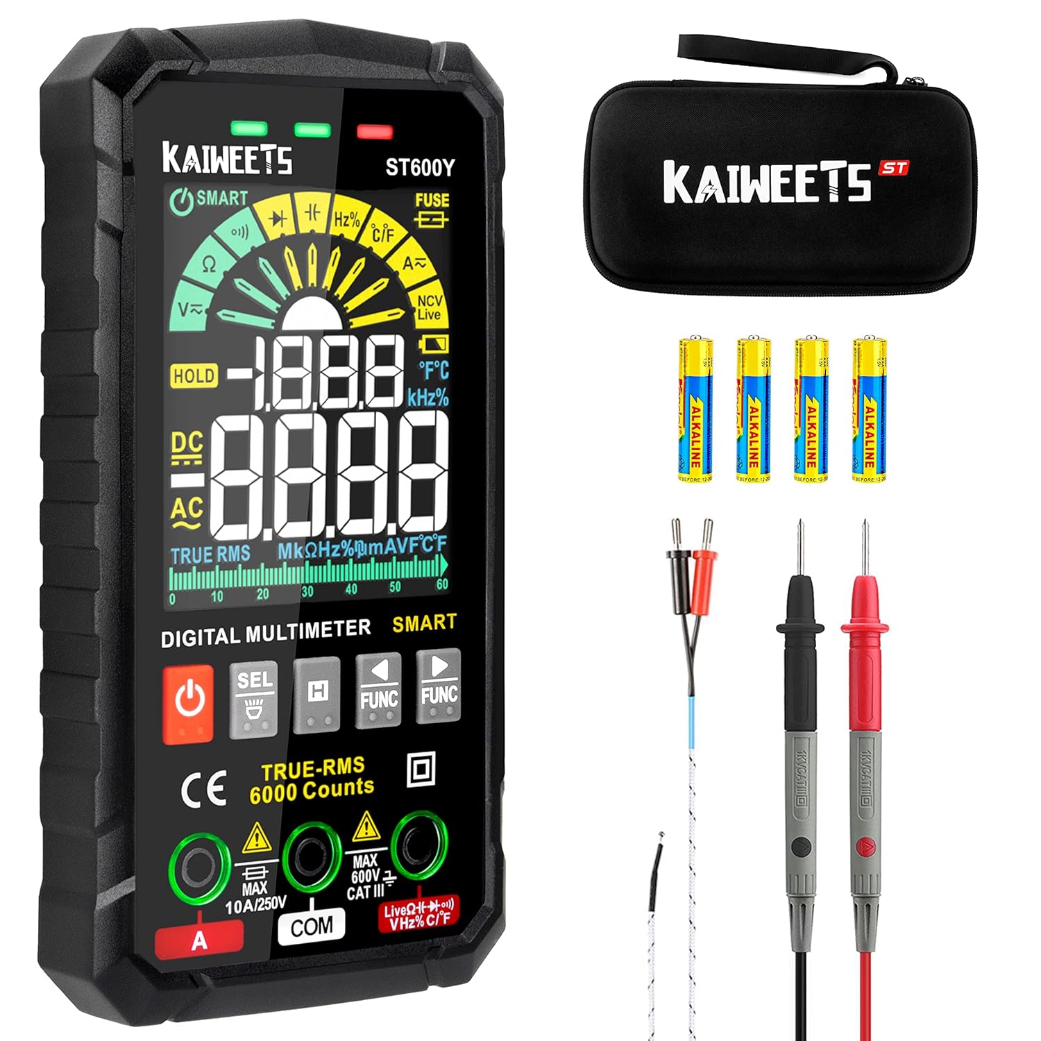 KAIWEETS Digital Multimeter Tester Smart Voltmeter for Electrical Testing & Automotive Circuit NCV Voltage Meter Tests Ohm Amp Temperature