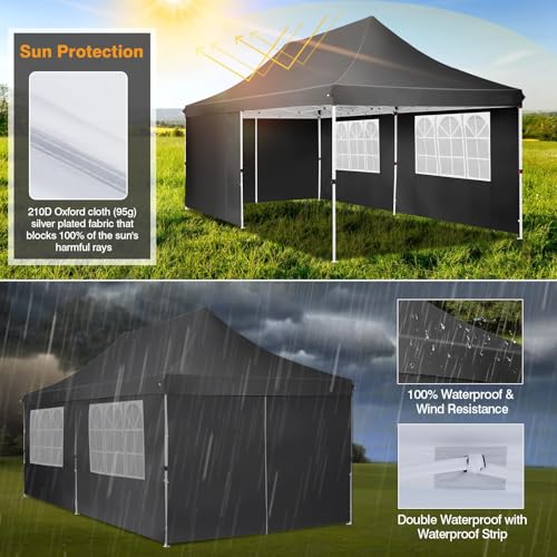 10x10 Pop Up Canopy Tent with 4 Sidewalls and Mesh Windows 2.0