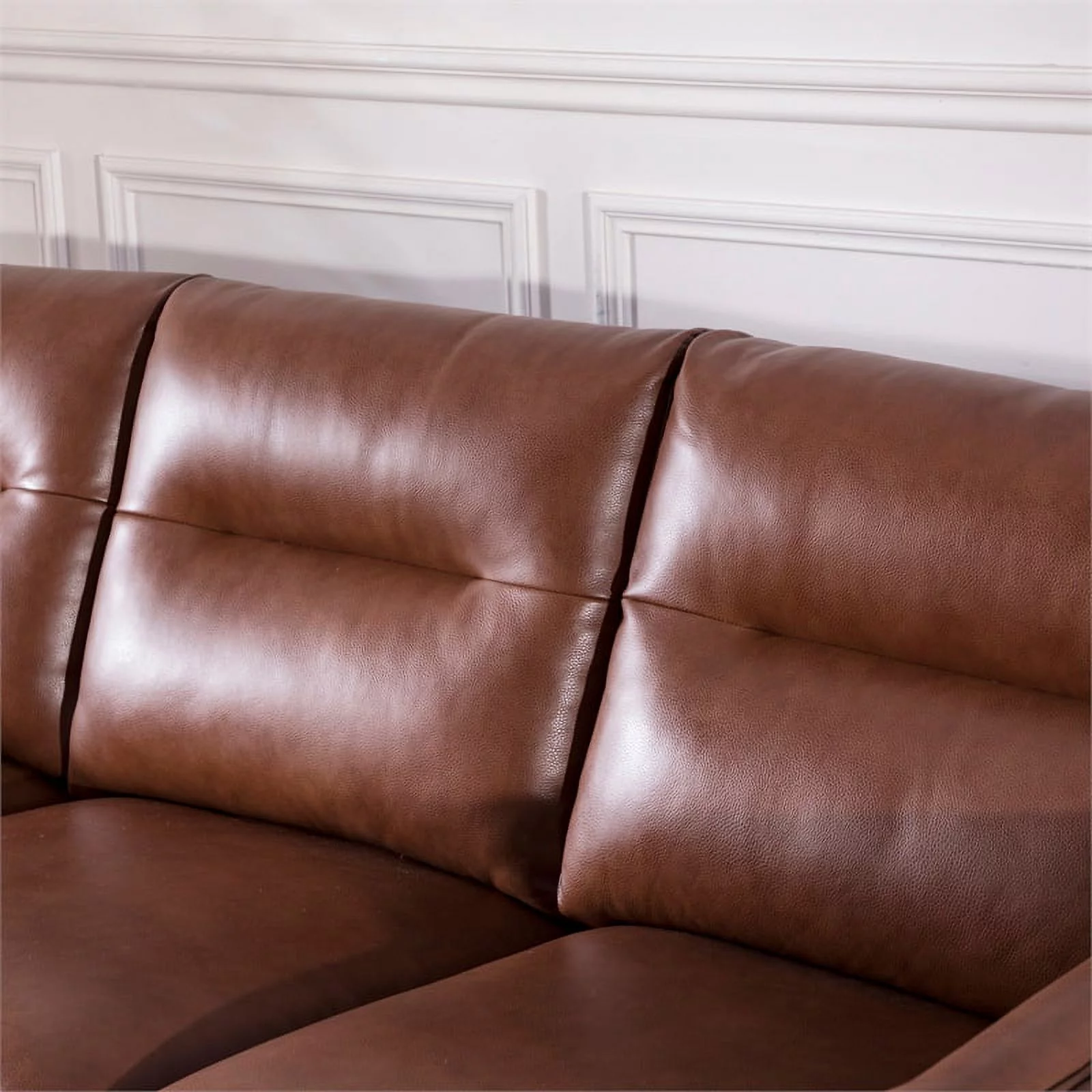 Bowery Hill Mid-Century Leather Sofa in Cobblestone Brown