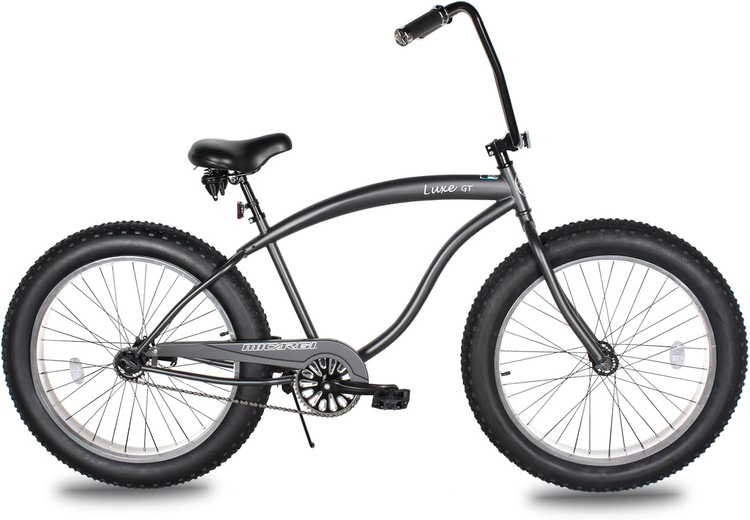 Micargi Luxe & Bronco3.0 26 Inch Beach Cruiser Bike for Men,Steel Frame,1/7 Speed,Hi-Rise Handlebar,Three Piece Cranksets, Fat Alloy Rim 80mm
