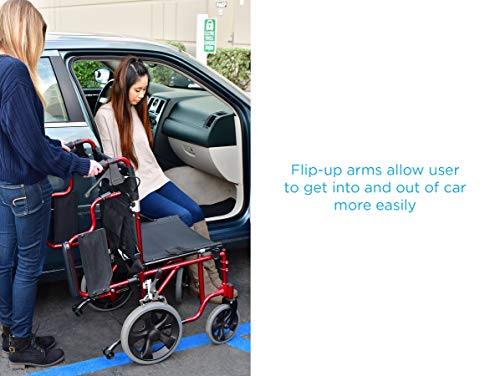 NOVA Heavy Duty Bariatric Transport Chair with 400 lb. Weight Capacity, 22” Extra-Wide Seat with Locking Hand Brakes