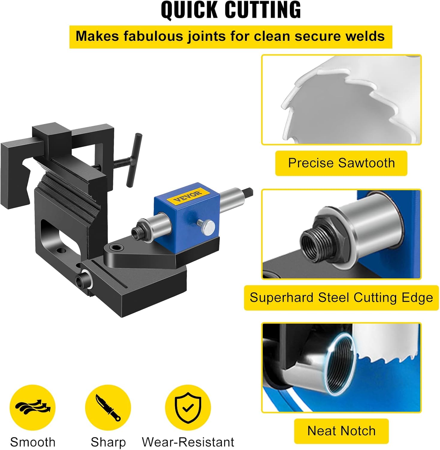 VEVOR Pipe Notcher Punch and Press Tool for 0-50 Degree Tube Notcher Tool Notches 3/4"-3" Round Tubing Bore Hole Pipe Knotcher Aluminium Frame Tubing