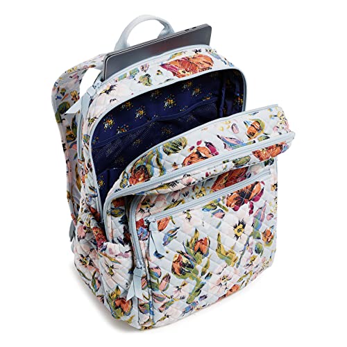 Vera Bradley Women's Cotton XL Campus Backpack, Charcoal Medallion, One Size