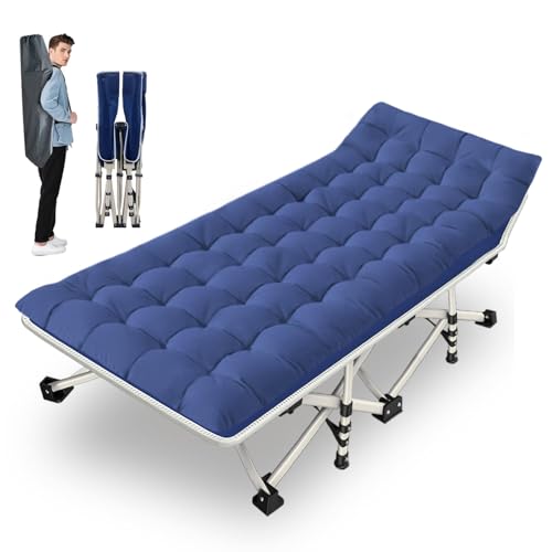 2 Pack Camping Cot with Mattress Comfortable Cot Bed Folding Cot Heavy Duty Cots for Sleeping with Carry Bag for Adults Kids Guest Bed Outdoor Indoor