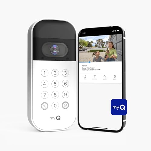 myQ Smart Garage Door Video Keypad with Wide-Angle Camera,Customizable PIN Codes