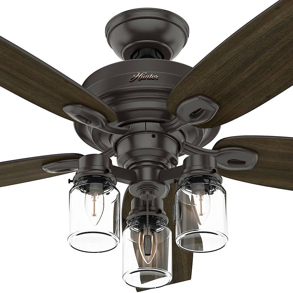 Hunter Crown Canyon II 52 in. LED Indoor Noble Bronze Ceiling Fan with Light Kit 50427