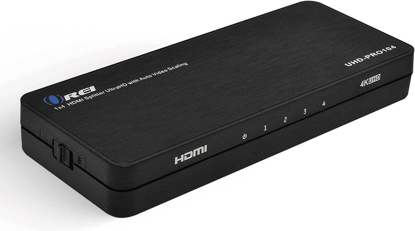 OREI 4K@60Hz 1 in 2 Out HDMI Duplicator Splitter - with Scaler 1x2 2 Ports with Full Ultra HD, HDCP 2.2