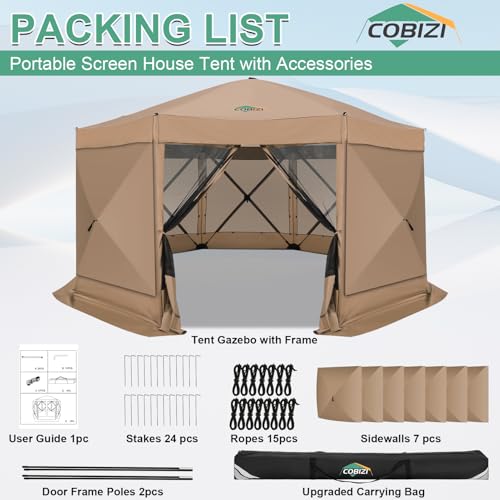 COBIZI 12x12ft Pop up Gazebo Screen Tent Screen House for Camping, Camping Outdoor Screened Gazebo, Canopy Tent