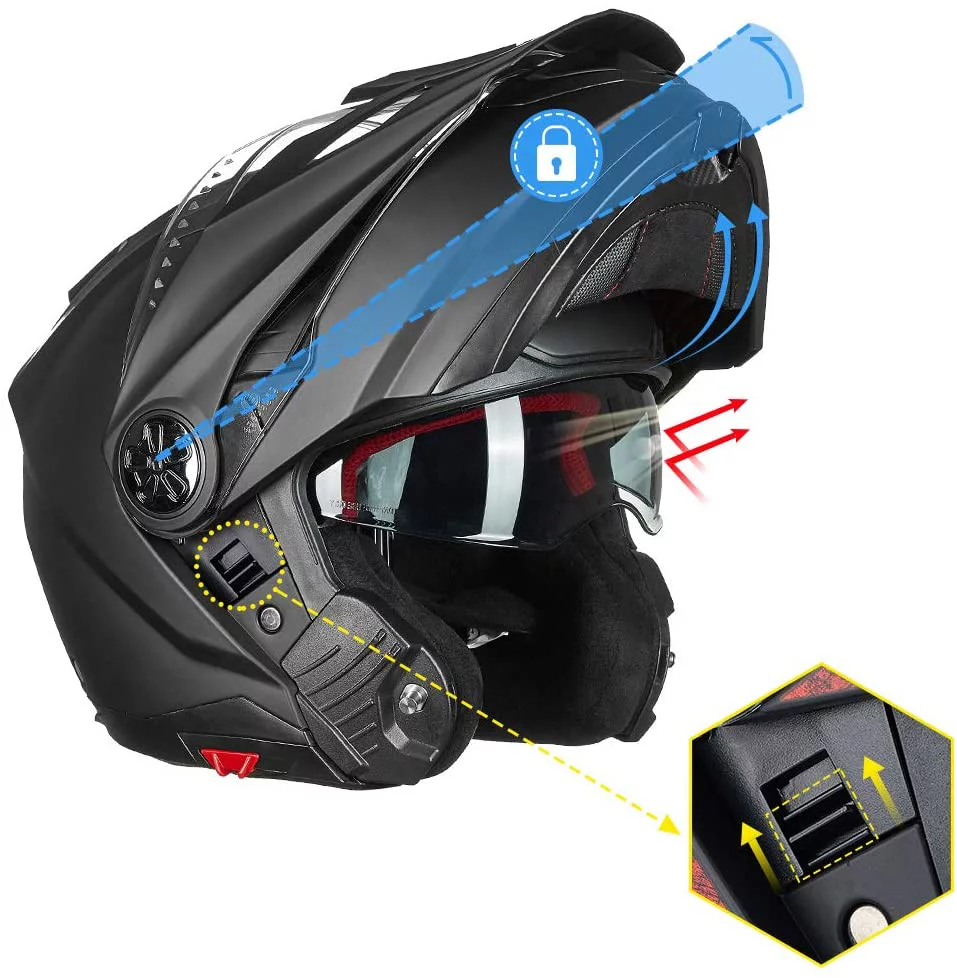 ILM Offroad ATV Helmet Full Face Modular Motorcycle Dirtbike Helmet Anti Fog Pinlock Visor for Men Women DOT (Matte Black, M)