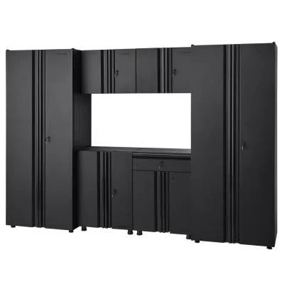 Husky Regular Duty Welded 109 in. W x 75 in. H x 19 in. D Steel Garage Cabinet Set in Black (6-pc), Matte