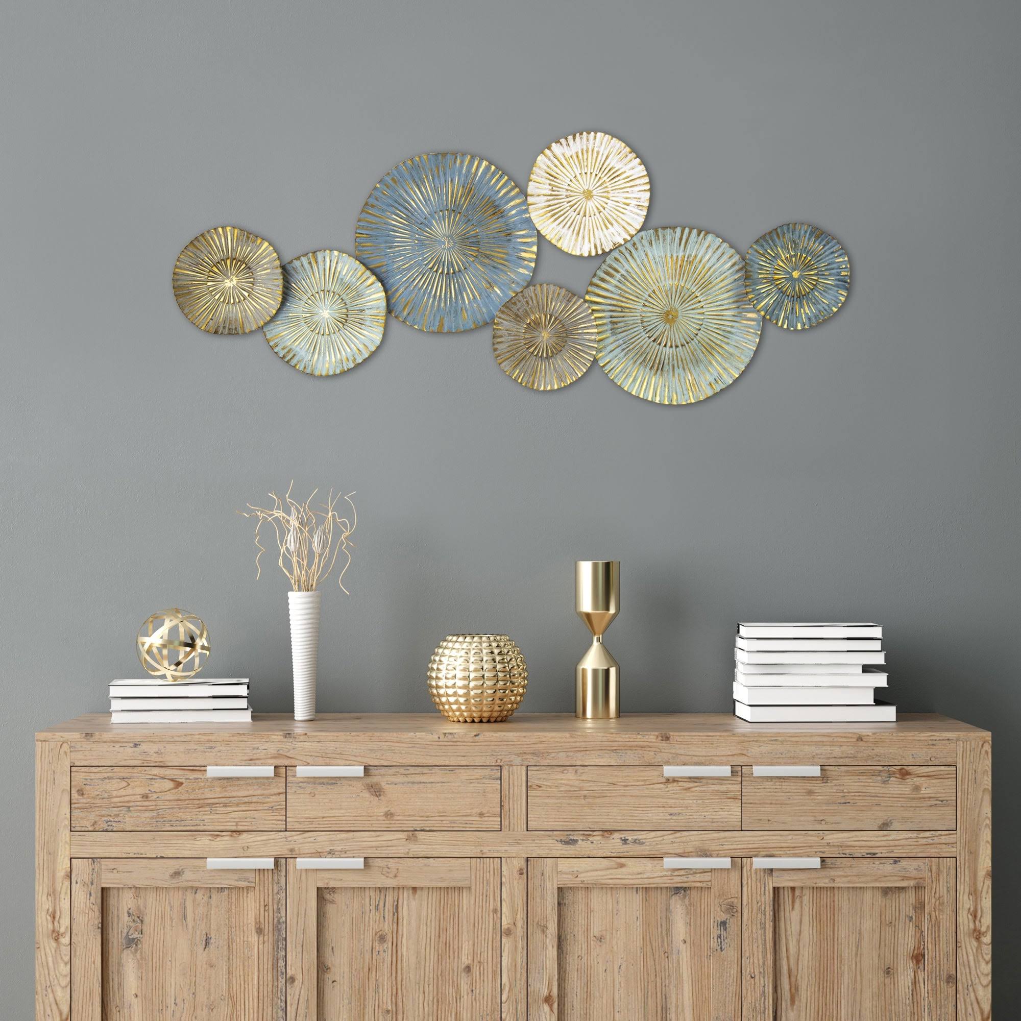 Stratton Home Decor Golden Rays Metal Plates Wall Decor