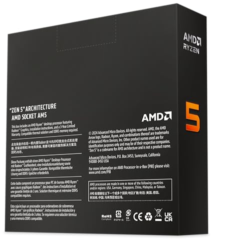 AMD Ryzen&trade; 5 9600X 6-Core, 12-Thread Unlocked Desktop Processor