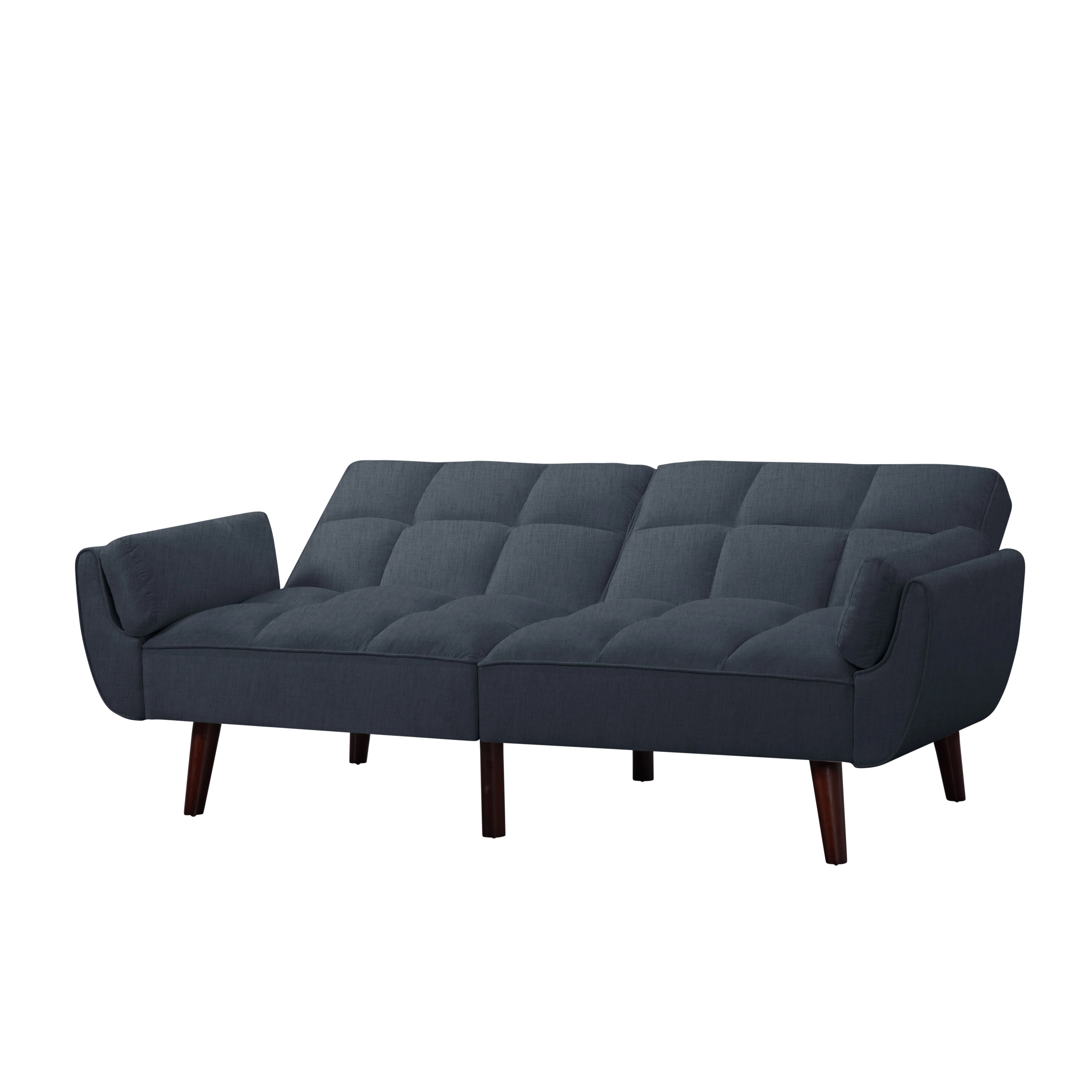 BSHTI 76” Futon Sofa Bed,Upholstered with Polyester,Wood Frame,2 Arm Pillows Included,3 Adjustable Positions ,5 Colors for Choosing