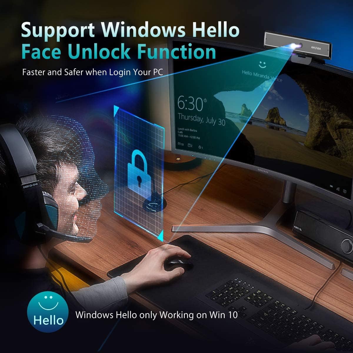 Kaysuda CA20 Face Recognition USB IR Camera for Windows Hello Windows 11