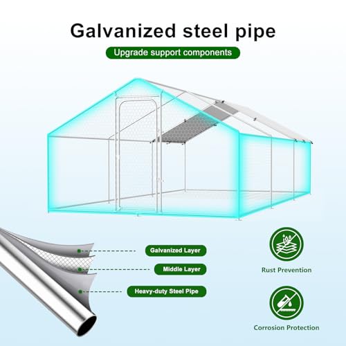 Large Metal Chicken Coop with Waterproof and UV-Resistant Cover