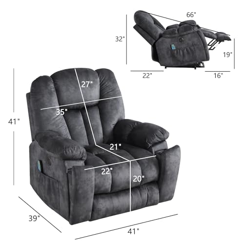 CANMOV Large Power Lift Recliner Chair with Massage, Heat, and USB for Elderly, Overstuffed Wide Recliners