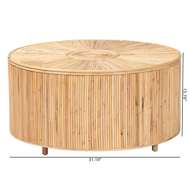 bali & pari Miami Bohemian Light Honey Rattan Coffee Table