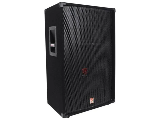 2) Rockville Rsg15 15” 3-Way DJ PA Speakers+Powered Mixer+Mics+Stands+Cables