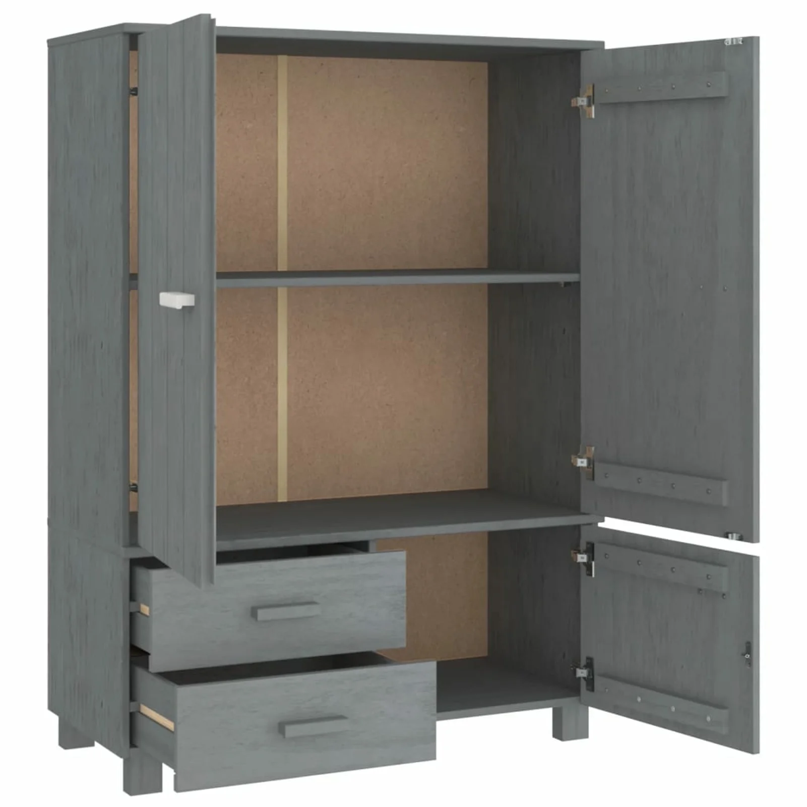 Walmeck Wardrobe Dark Gray 39"x17.7"x53.9" Solid Wood Pine