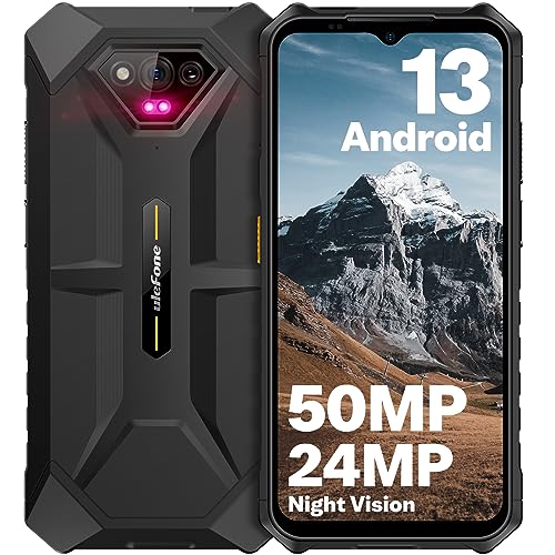 Ulefone Unlocked Rugged Phones, Armor X13 (12+64GB), 50MP Rear Camera, 24MP Night Vision Camera, Android 13 OS Rugged Smartphone, 6.52” Screen
