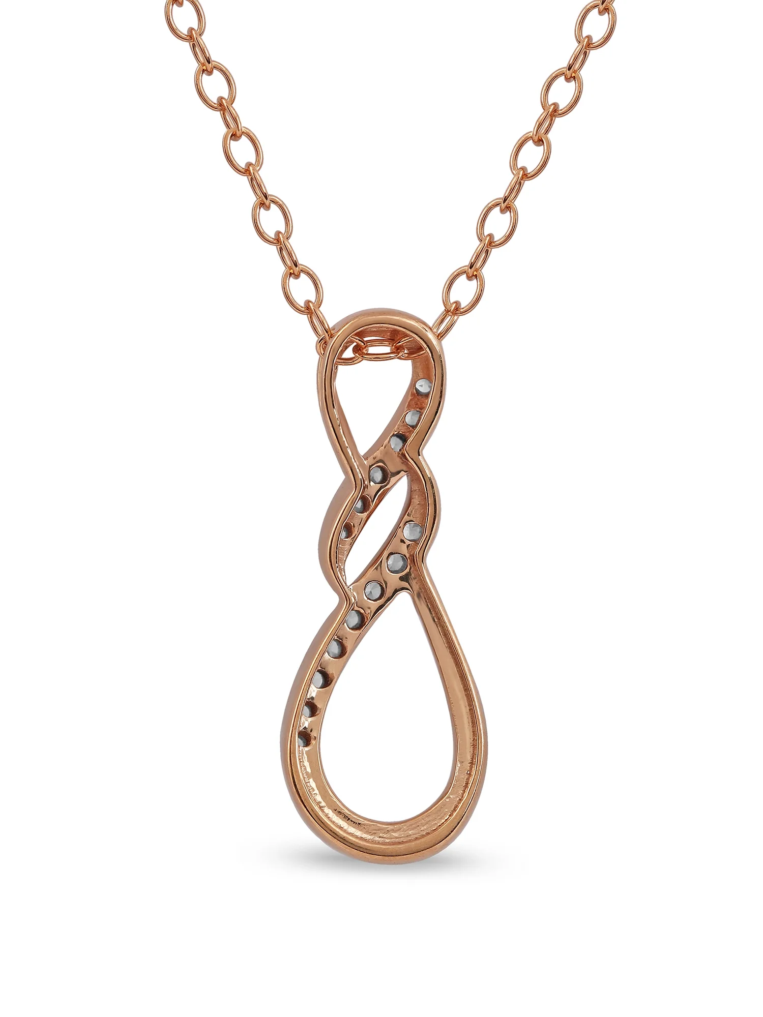 Imperial 10K Rose Gold 1/15Ct Diamond Infinity Pendant Necklace for Women
