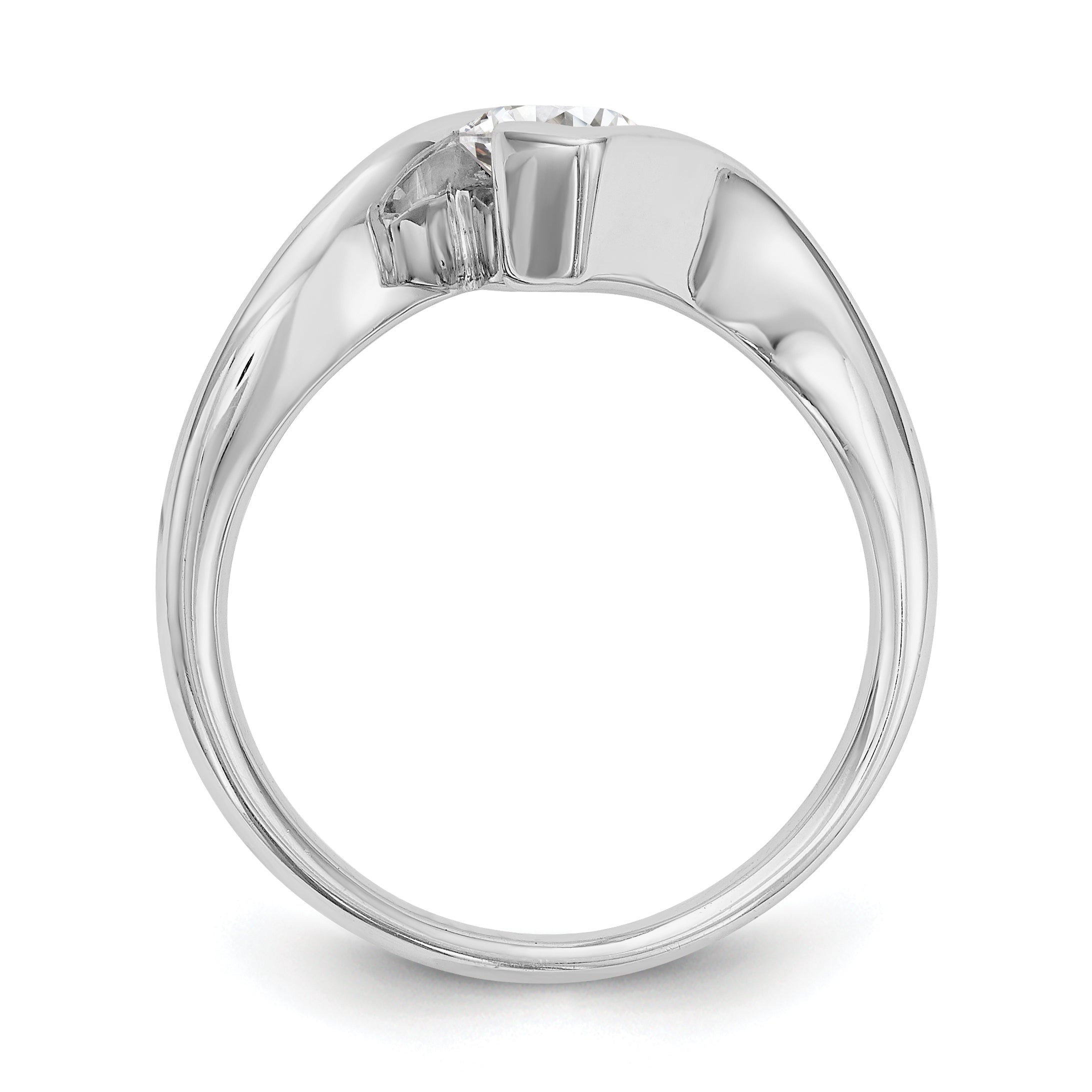 0.25ct. CZ Solid Real 14k White Gold Marquise Bezel Solitaire Engagement Ring