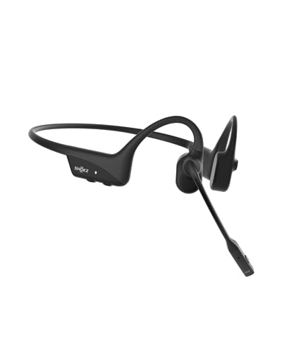 SHOKZ OpenComm2 Open-Ear Bone Conduction Headphones, Wireless Bluetooth Computer Headsets with Noise Canceling Mic and Mute Botton for Work, Call