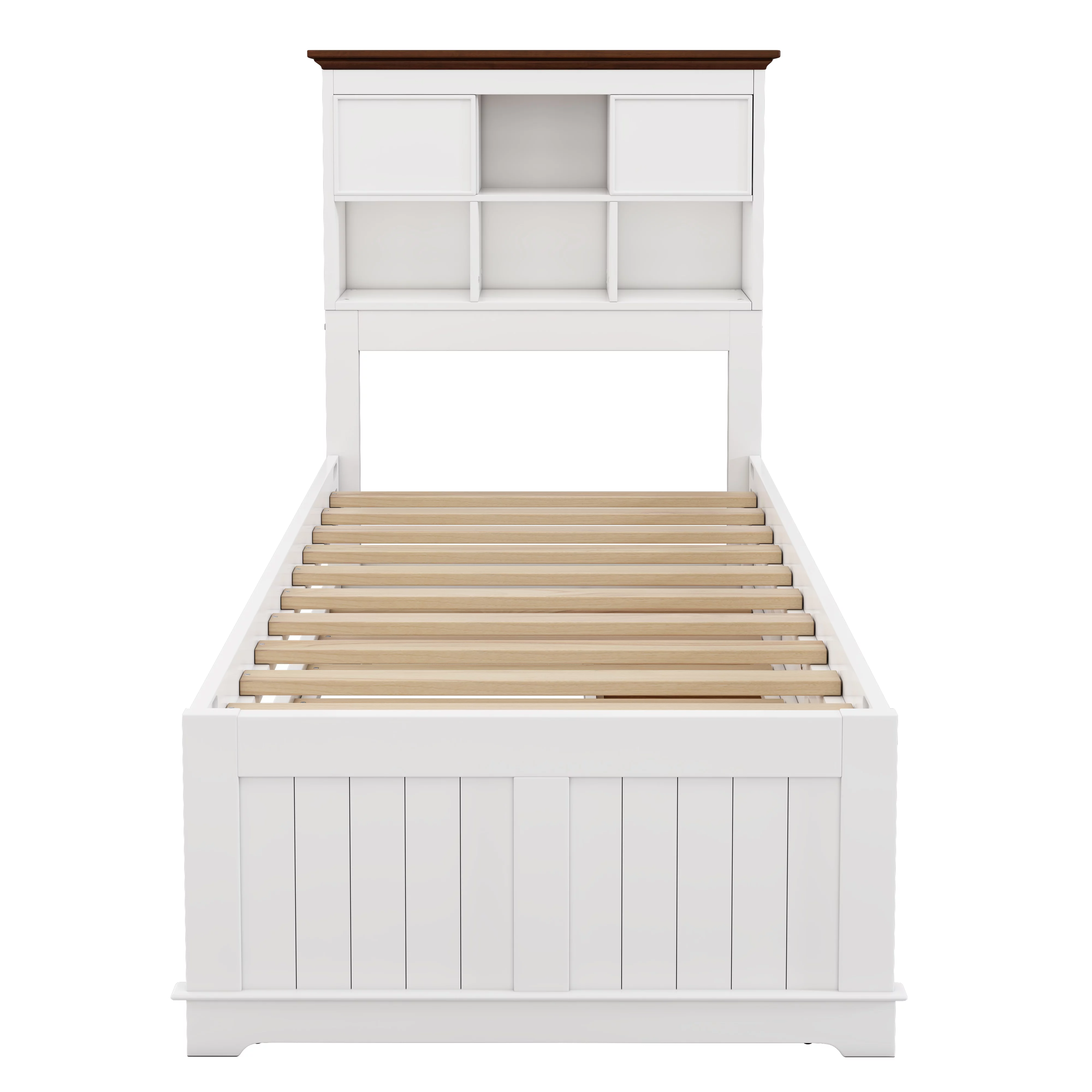Royard Oaktree Solid Pine Captain Bed with Trundle and Bookcase Wood Platform Bed Frame with 3 Spacious Under Bed Drawers in Casual, Twin