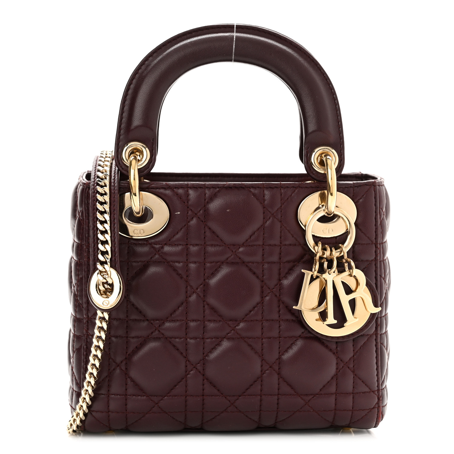 Lambskin Cannage Mini Lady Dior Plum - SAKE OFF 5TH