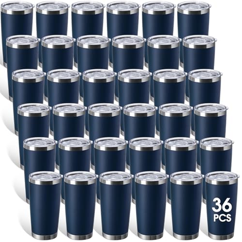 Sieral 36 Packs Stainless Steel Tumbler Bulk with Lid Vacuum Double Wall Insulated Travel Coffee Mug Powder Coated Tumbler Cup for Graduation Wedding