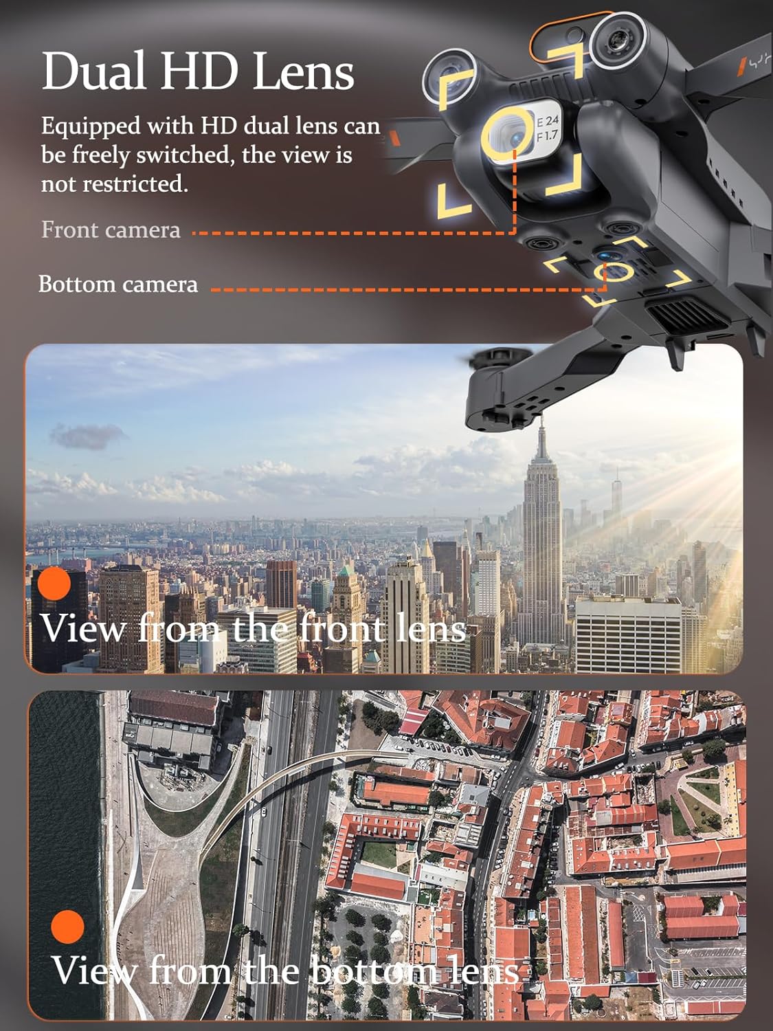 Drone with Camera for Adults Kids, 1080P HD FPV Camera Drones, 90° Adjustable Lens, Gestures Selfie, One Key Start, 360° Flips, 2 Batteries